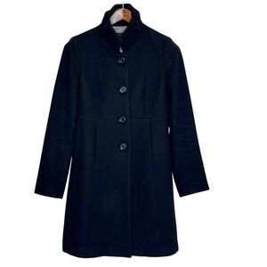 J.Crew Wool Trench Coat Black Ruffle Hem Women's Size (See Meas) Style 96640